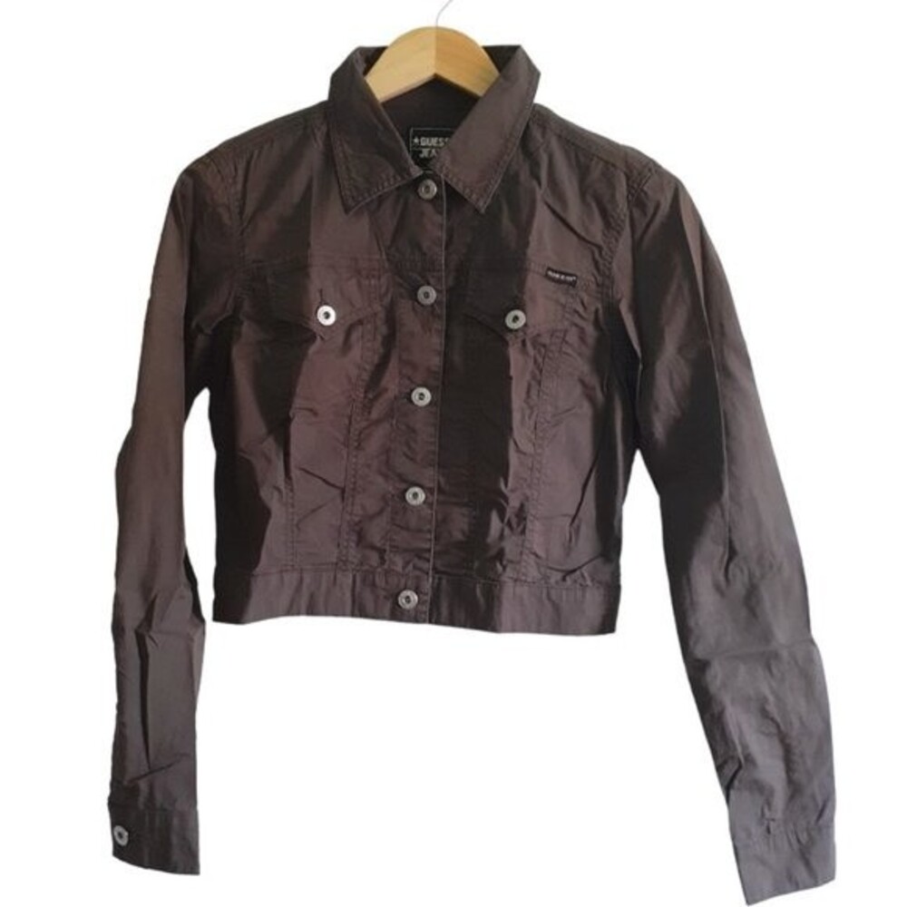 Guess Authentic Jeans Cropped Button Army Green U… - image 1